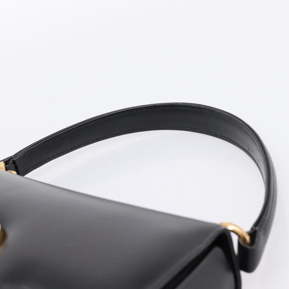 GUCCI Hand Bag Leather Black Gold Tone Auth ep15645