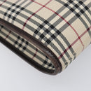 BURBERRY Nova Check Shoulder Bag Canvas Beige Silver Auth ep15646-11