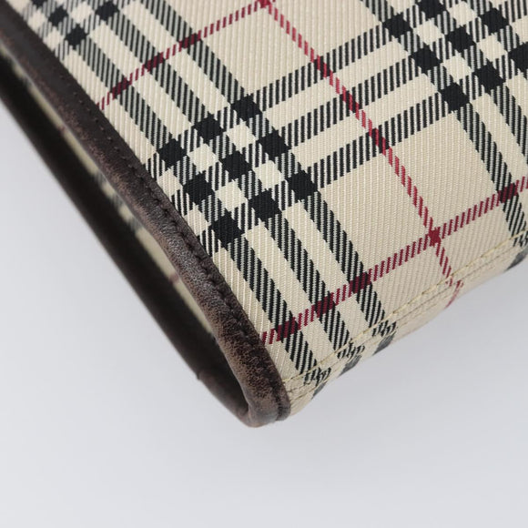 BURBERRY Nova Check Shoulder Bag Canvas Beige Silver Auth ep15646