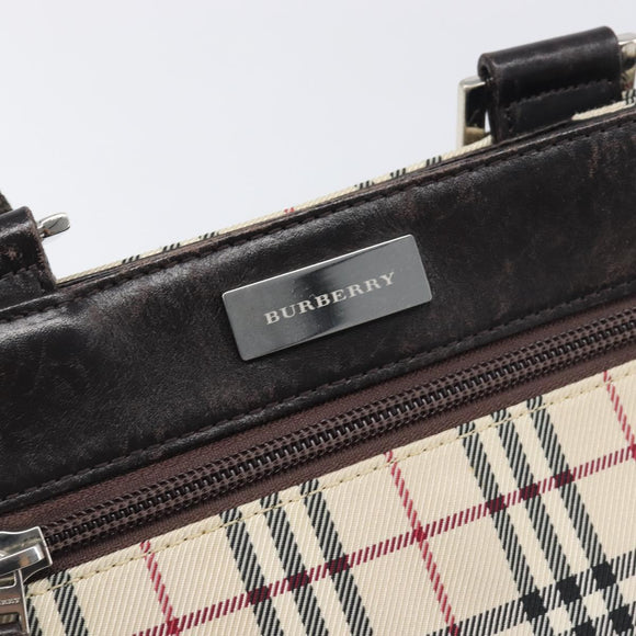 BURBERRY Nova Check Shoulder Bag Canvas Beige Silver Auth ep15646