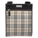 BURBERRY Nova Check Shoulder Bag Canvas Beige Silver Auth ep15646-2
