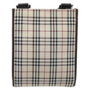 BURBERRY Nova Check Shoulder Bag Canvas Beige Silver Auth ep15646-3