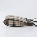 BURBERRY Nova Check Shoulder Bag Canvas Beige Silver Auth ep15646-4