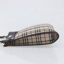 BURBERRY Nova Check Shoulder Bag Canvas Beige Silver Auth ep15646-5