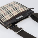 BURBERRY Nova Check Shoulder Bag Canvas Beige Silver Auth ep15646-6