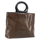 CELINE Macadam Hand Bag Vinyl Brown Black Auth ep15650-1