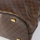 CELINE Macadam Hand Bag Vinyl Brown Black Auth ep15650-10