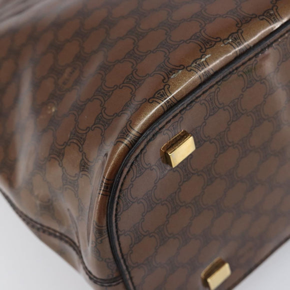 CELINE Macadam Hand Bag Vinyl Brown Black Auth ep15650