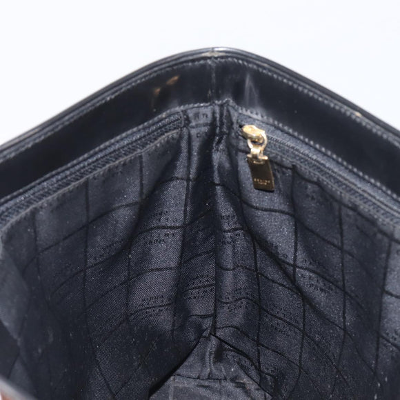 CELINE Macadam Hand Bag Vinyl Brown Black Auth ep15650