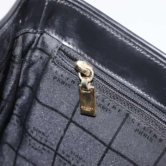 CELINE Macadam Hand Bag Vinyl Brown Black Auth ep15650