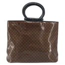 CELINE Macadam Hand Bag Vinyl Brown Black Auth ep15650-2