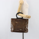 CELINE Macadam Hand Bag Vinyl Brown Black Auth ep15650-22