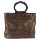 CELINE Macadam Hand Bag Vinyl Brown Black Auth ep15650-3
