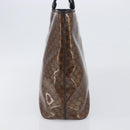 CELINE Macadam Hand Bag Vinyl Brown Black Auth ep15650-4
