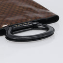 CELINE Macadam Hand Bag Vinyl Brown Black Auth ep15650-7