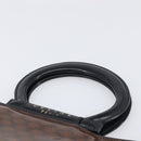 CELINE Macadam Hand Bag Vinyl Brown Black Auth ep15650-8