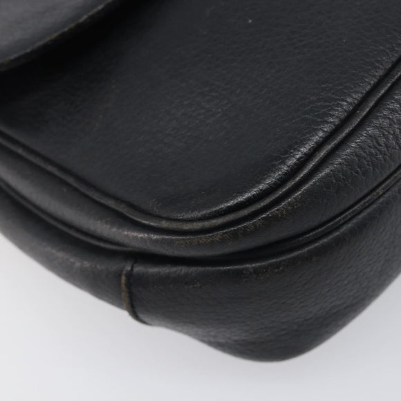 Burberrys Shoulder Bag Leather Black Gold Tone Auth ep15651