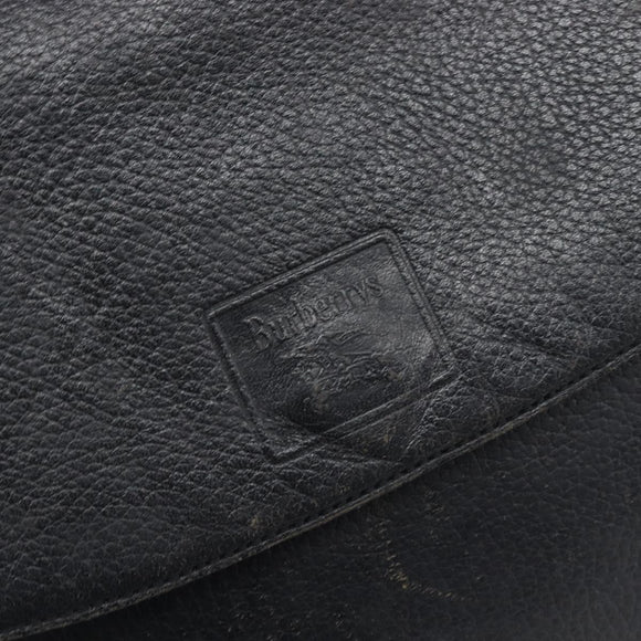 Burberrys Shoulder Bag Leather Black Gold Tone Auth ep15651