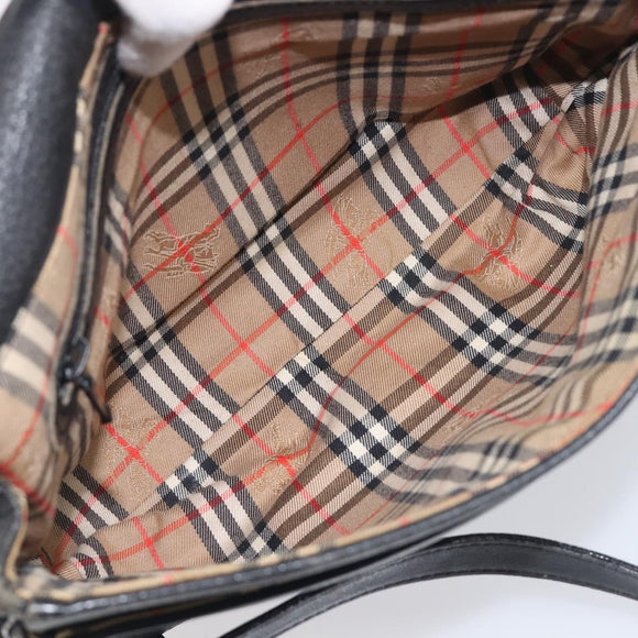 Burberrys Shoulder Bag Leather Black Gold Tone Auth ep15651