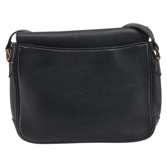 Burberrys Shoulder Bag Leather Black Gold Tone Auth ep15651