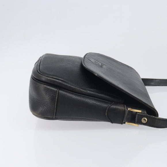 Burberrys Shoulder Bag Leather Black Gold Tone Auth ep15651