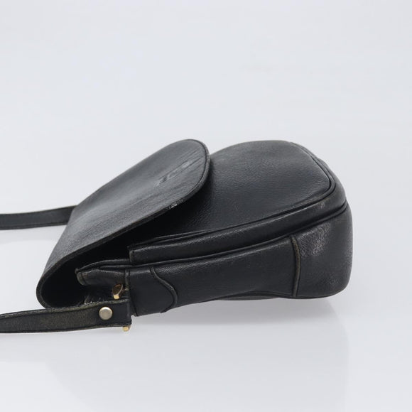 Burberrys Shoulder Bag Leather Black Gold Tone Auth ep15651