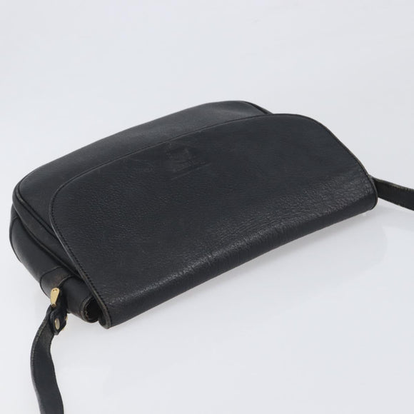 Burberrys Shoulder Bag Leather Black Gold Tone Auth ep15651