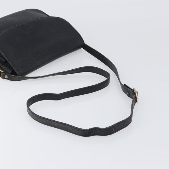 Burberrys Shoulder Bag Leather Black Gold Tone Auth ep15651