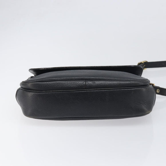 Burberrys Shoulder Bag Leather Black Gold Tone Auth ep15651