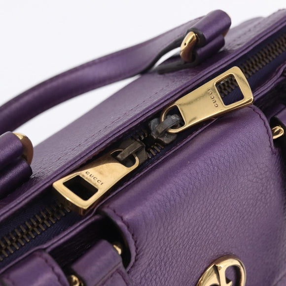 GUCCI Hand Bag Leather Purple Gold Tone 282481 Auth ep15662V