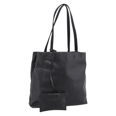 PRADA Tote Bag Leather Black Auth ep15663