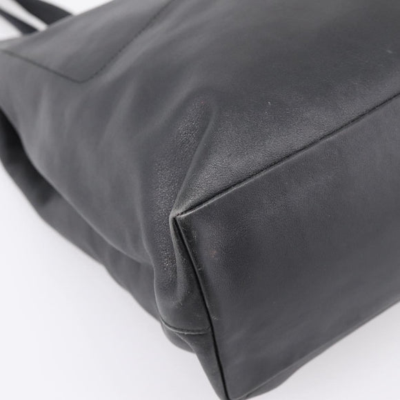 PRADA Tote Bag Leather Black Auth ep15663