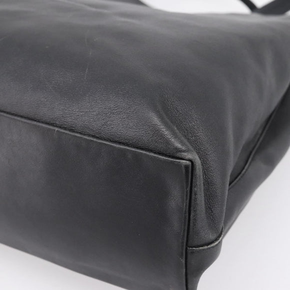 PRADA Tote Bag Leather Black Auth ep15663