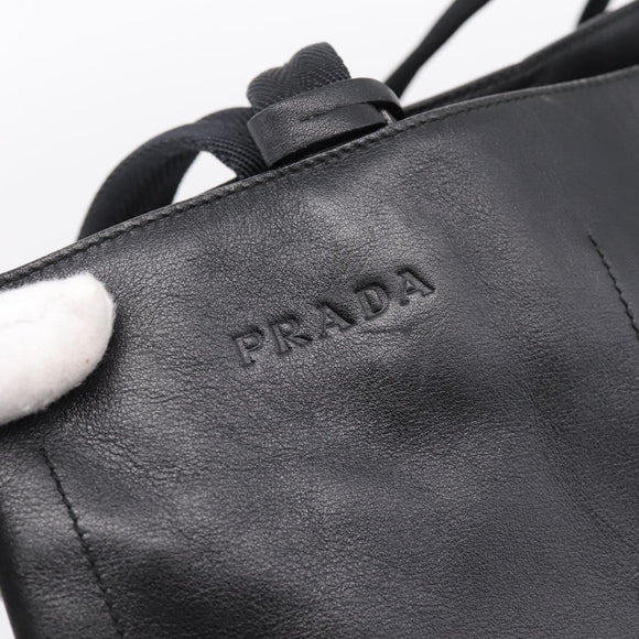 PRADA Tote Bag Leather Black Auth ep15663