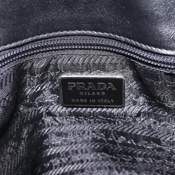 PRADA Tote Bag Leather Black Auth ep15663