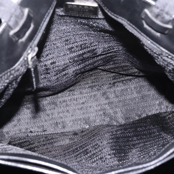 PRADA Tote Bag Leather Black Auth ep15663