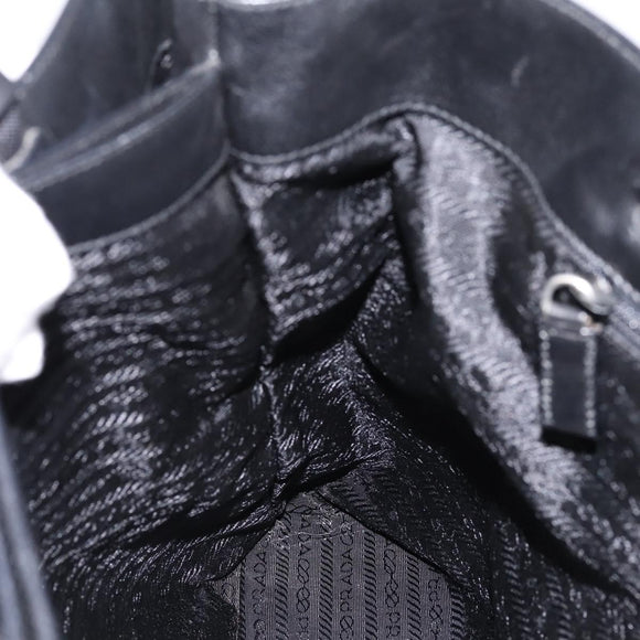 PRADA Tote Bag Leather Black Auth ep15663