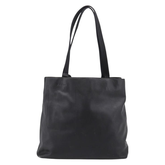 PRADA Tote Bag Leather Black Auth ep15663