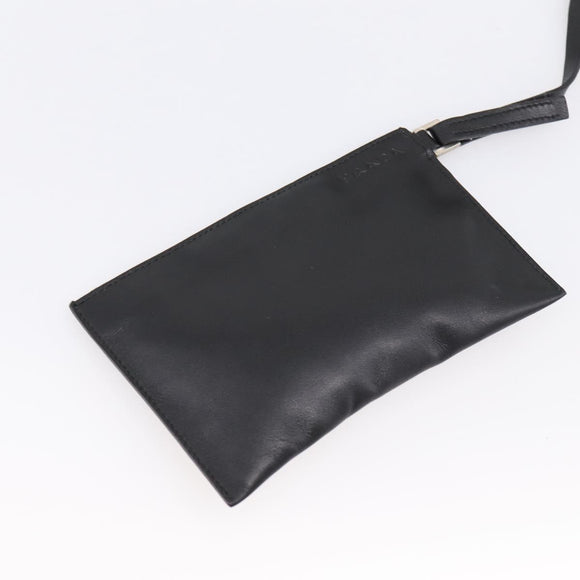 PRADA Tote Bag Leather Black Auth ep15663