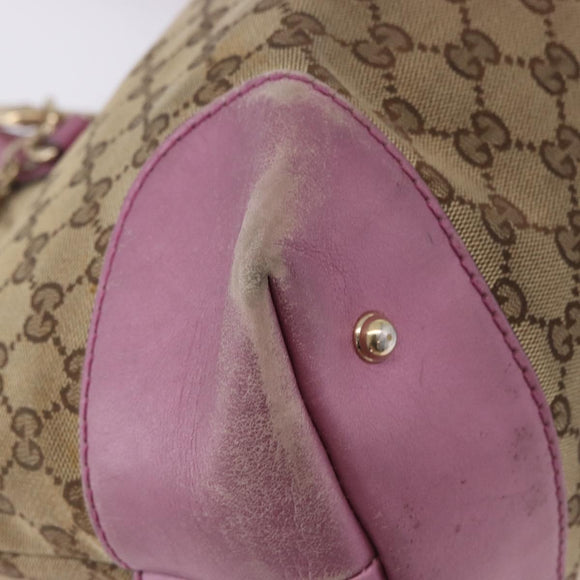 GUCCI GG Canvas Hand Bag Beige Gold Tone 269956 Auth ep15664