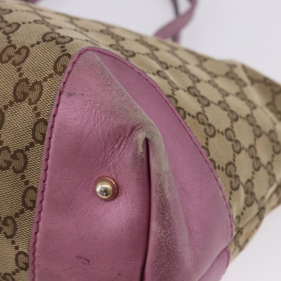 GUCCI GG Canvas Hand Bag Beige Gold Tone 269956 Auth ep15664