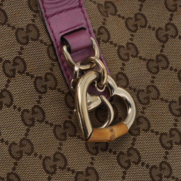 GUCCI GG Canvas Hand Bag Beige Gold Tone 269956 Auth ep15664