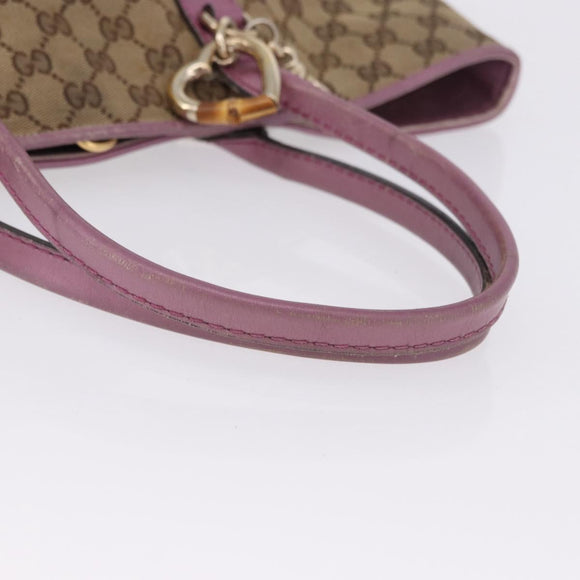 GUCCI GG Canvas Hand Bag Beige Gold Tone 269956 Auth ep15664