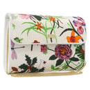 GUCCI Flower Chain Shoulder Bag Canvas Multicolor Auth ep15665A-1