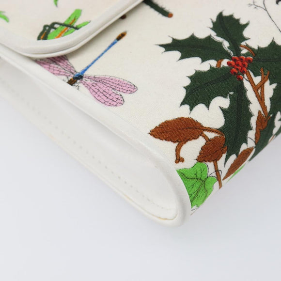 GUCCI Flower Chain Shoulder Bag Canvas Multicolor Auth ep15665A