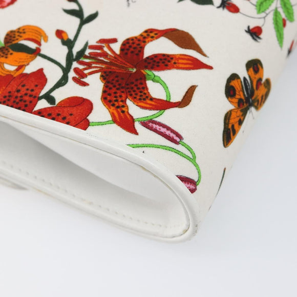 GUCCI Flower Chain Shoulder Bag Canvas Multicolor Auth ep15665A
