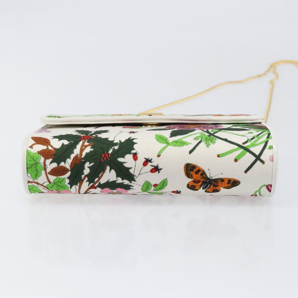 GUCCI Flower Chain Shoulder Bag Canvas Multicolor Auth ep15665A