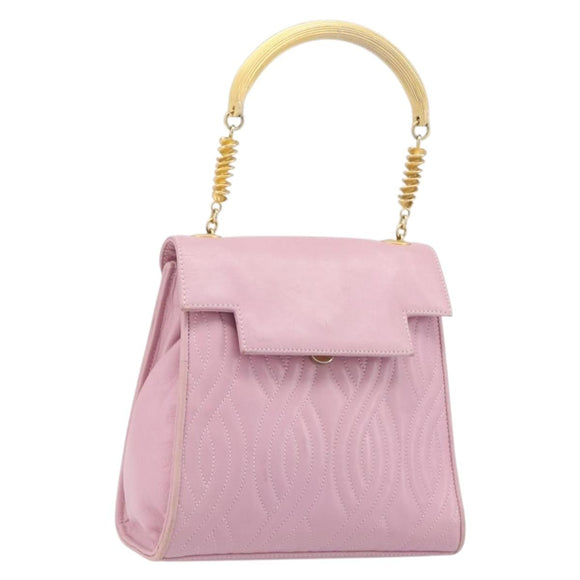 FENDI Hand Bag Leather Pink Gold Tone Auth ep15666A