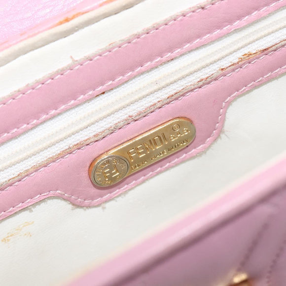 FENDI Hand Bag Leather Pink Gold Tone Auth ep15666A