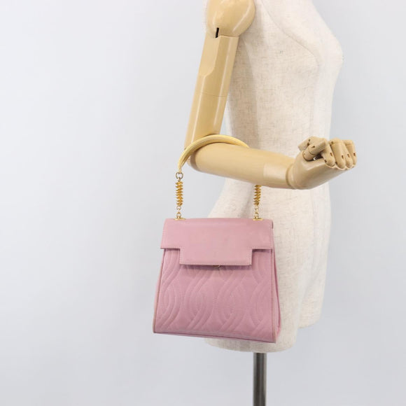 FENDI Hand Bag Leather Pink Gold Tone Auth ep15666A